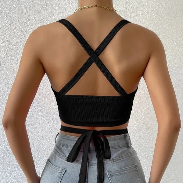 European And American Camisole Sexy Backless Lace Up Top