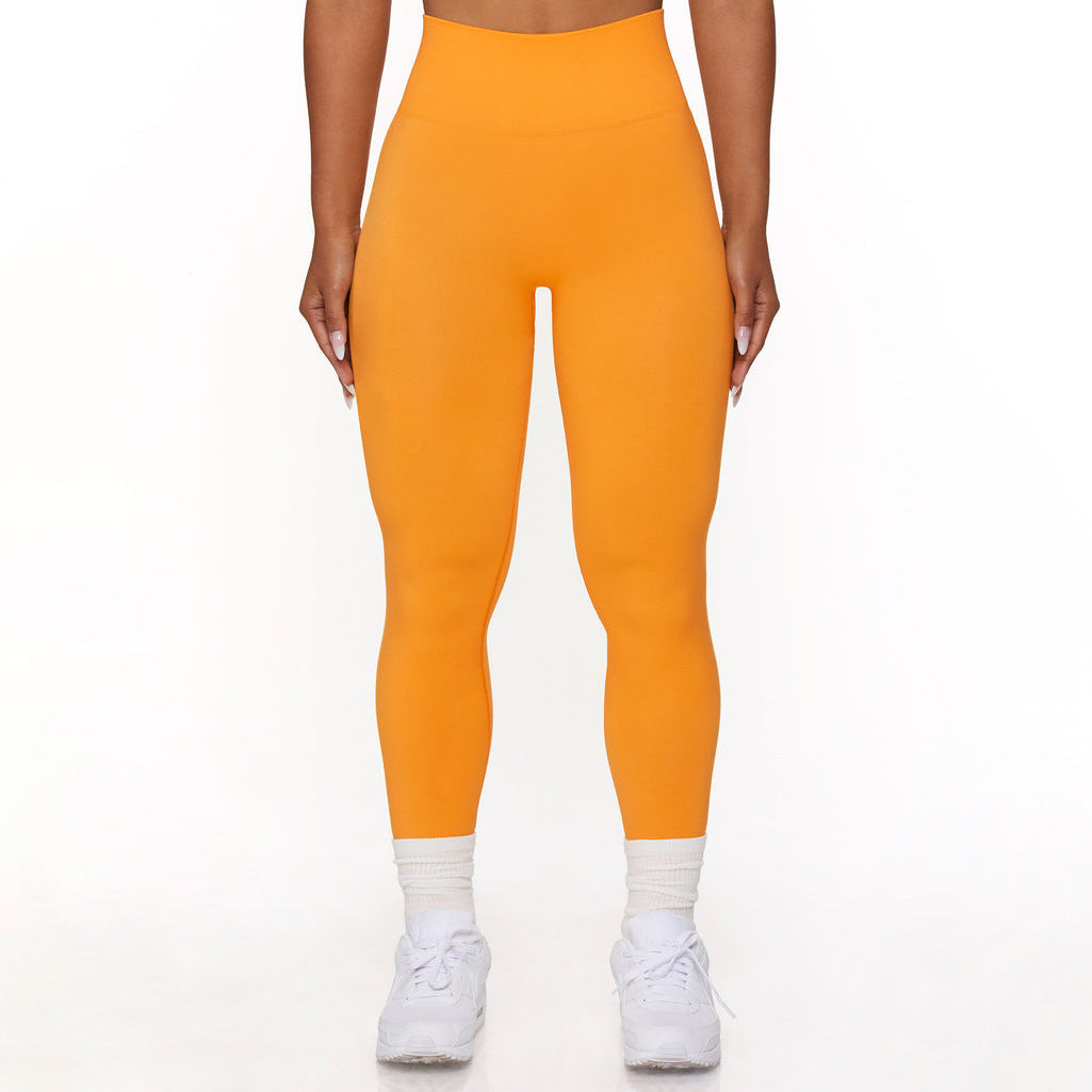 Pantalones de yoga de ropa interior de sujetador deportivo de alta elasticidad de punto de color sólido sin costuras