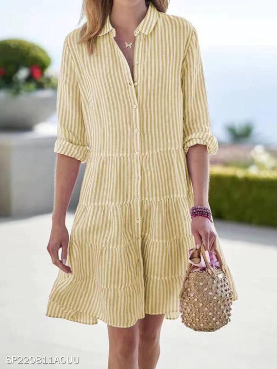 Women's Long Sleeve Striped Dress