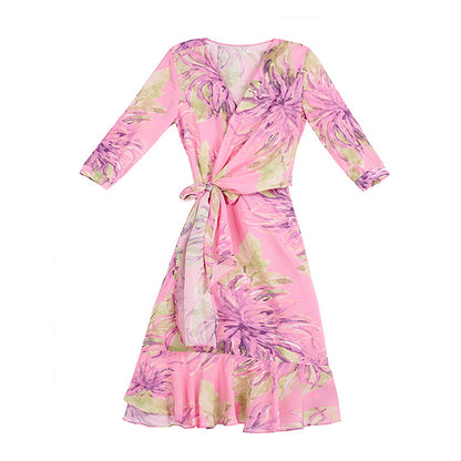 Robe florale bohème à col en V pour femmes