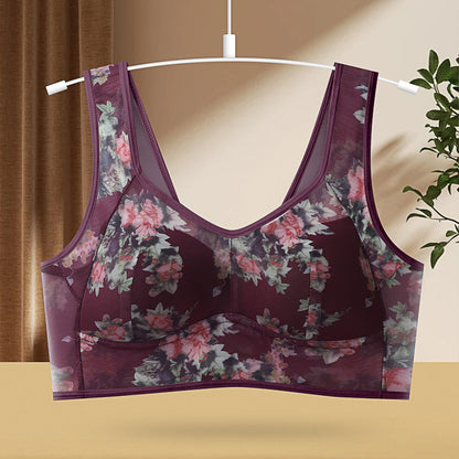 Underwear One-piece Fixed Cup Without Steel Ring Printing Vest Bra