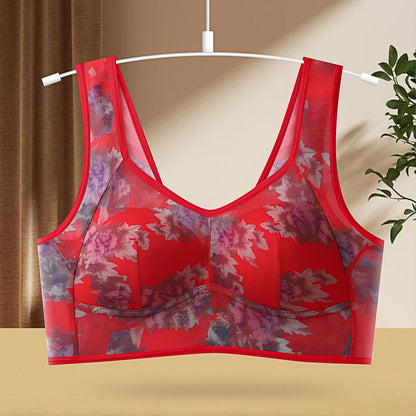 Underwear One-piece Fixed Cup Without Steel Ring Printing Vest Bra