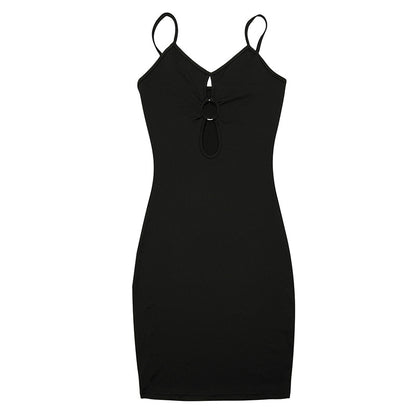 European And American Chest Hollow Sheath Sling Dress