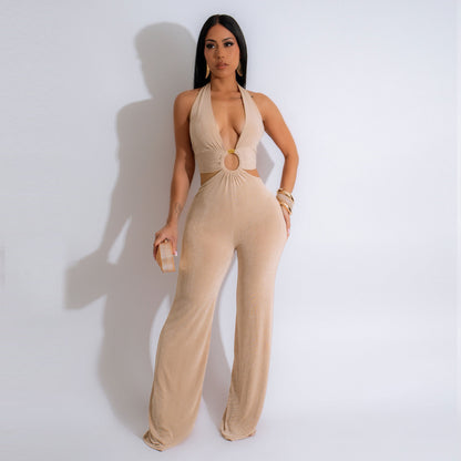 Women's Casual Versatile Solid Color Camisole Jumpsuit