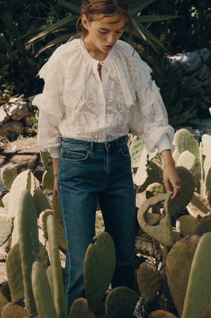 Vaqueros ajustados con realce de cadera, rectos, azules, estilo retro y moderno para mujer