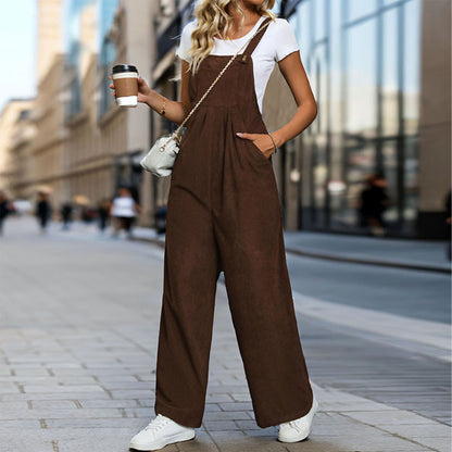 Fashion Women's Wear Corduroy Mid-waist Overalls