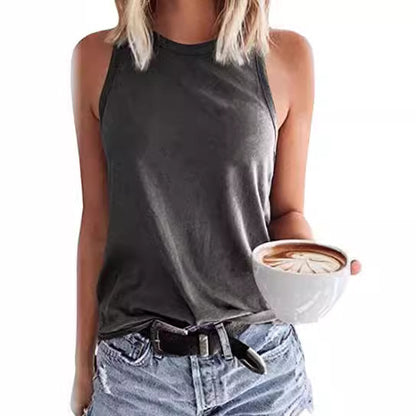 Solid Color Sleeveless Vest T-shirt