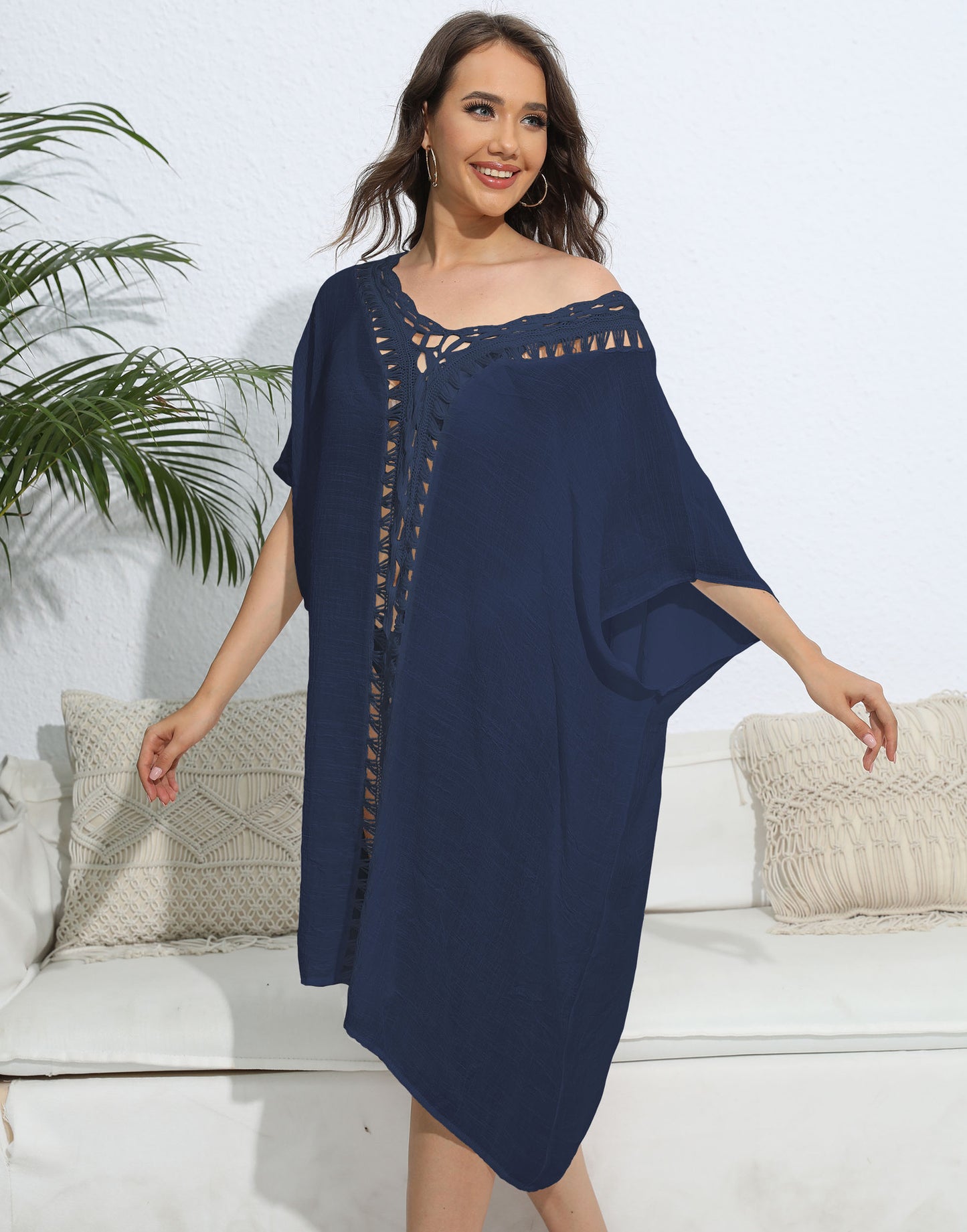 Robe ample à coutures au crochet pour femme