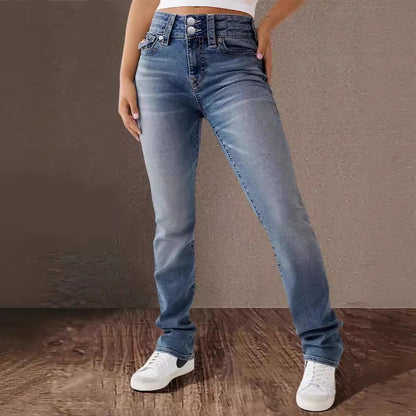 Jeans taille haute délavés extensibles pour femmes, décontractés, nouvelle collection printemps et été