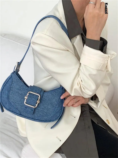 Bolsos de mano Vintage para mujer, bandolera de cuero con broche de media luna, bolso de hombro tipo bandolera de diseñador de lujo, bolsos Hobo a la moda 2023