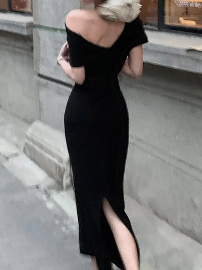 Robe de soirée mi-longue élégante pour femmes, nouvelle mode, moulante, Slim, Sexy, Vintage, décontractée, bal d'anniversaire, vêtements chics