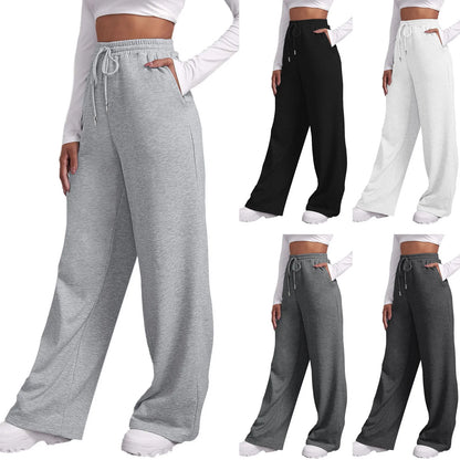 Pantalones De Pierna Ancha Para Mujer Pantalones De Chándal Forrados De Lana Pantalones Rectos Parte Inferior Matemáticas Llanura Fitness Joggers Pantalones Básicos De Viaje