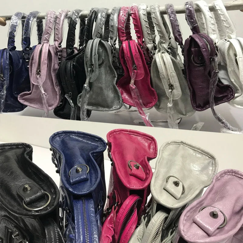 Bolsos de hombro para niñas de marca de cuero Pu suave, bolsos negros, bolso de mano, Mini bolsos pequeños para motocicleta, bandolera para mujer 2023