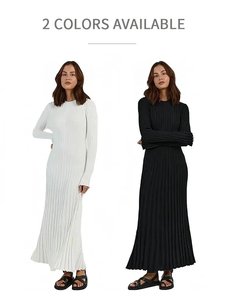 Robe Maxi en laine tricotée à manches longues pour femmes, coupe Slim, ajourée, mi-longue, chaude, soirée, Club, robe longue en laine