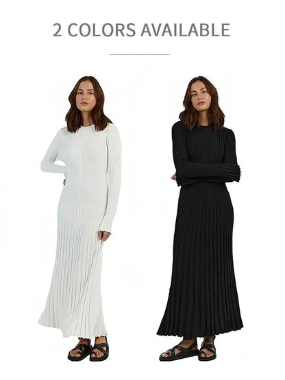 Women Knitted Long Sleeve Maxi Dress Crochet Slim Fit Hollow Out Midi Dress Warm Party Club Woolen Long Dress