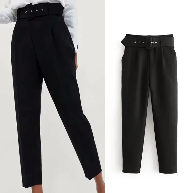 Pantalones TRAF de cintura alta para mujer, ropa de oficina para mujer, pantalones cortos profesionales de otoño, trajes de oficina, pantalones formales para mujer