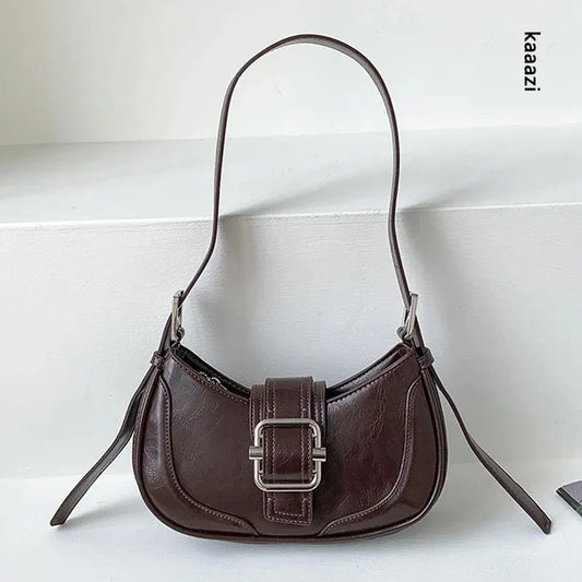 Bolsos de mano Vintage para mujer, bandolera de cuero con broche de media luna, bolso de hombro tipo bandolera de diseñador de lujo, bolsos Hobo a la moda 2023