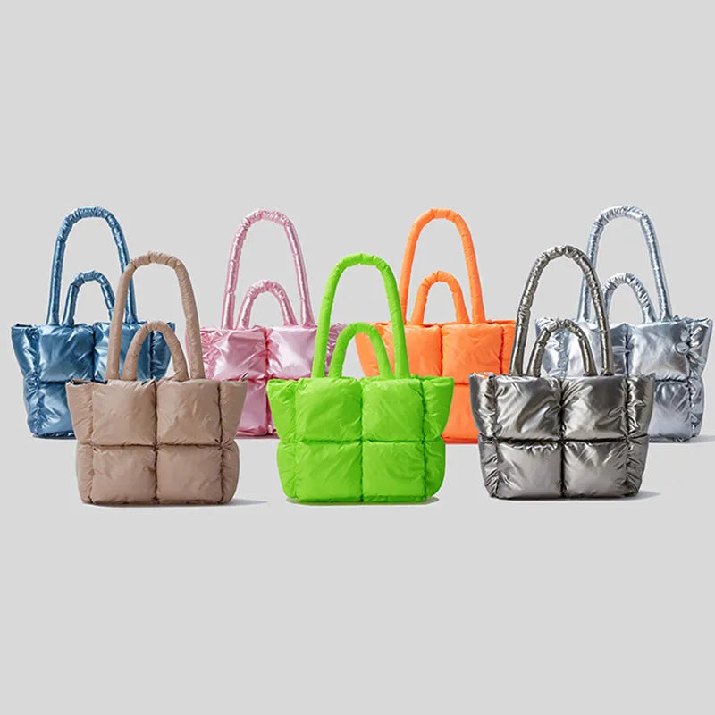 Bolsos de mano grandes acolchados para mujer, bandoleras de diseñador, de nailon de lujo, cruzado de algodón, a la moda, para invierno, 2022