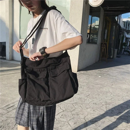 2024 Girl Handbag Canvas Teenager Shoulder Bags Teenage Women's Messenger Bags Ladies Casual Bag Teen Handbag Crossbody Purse