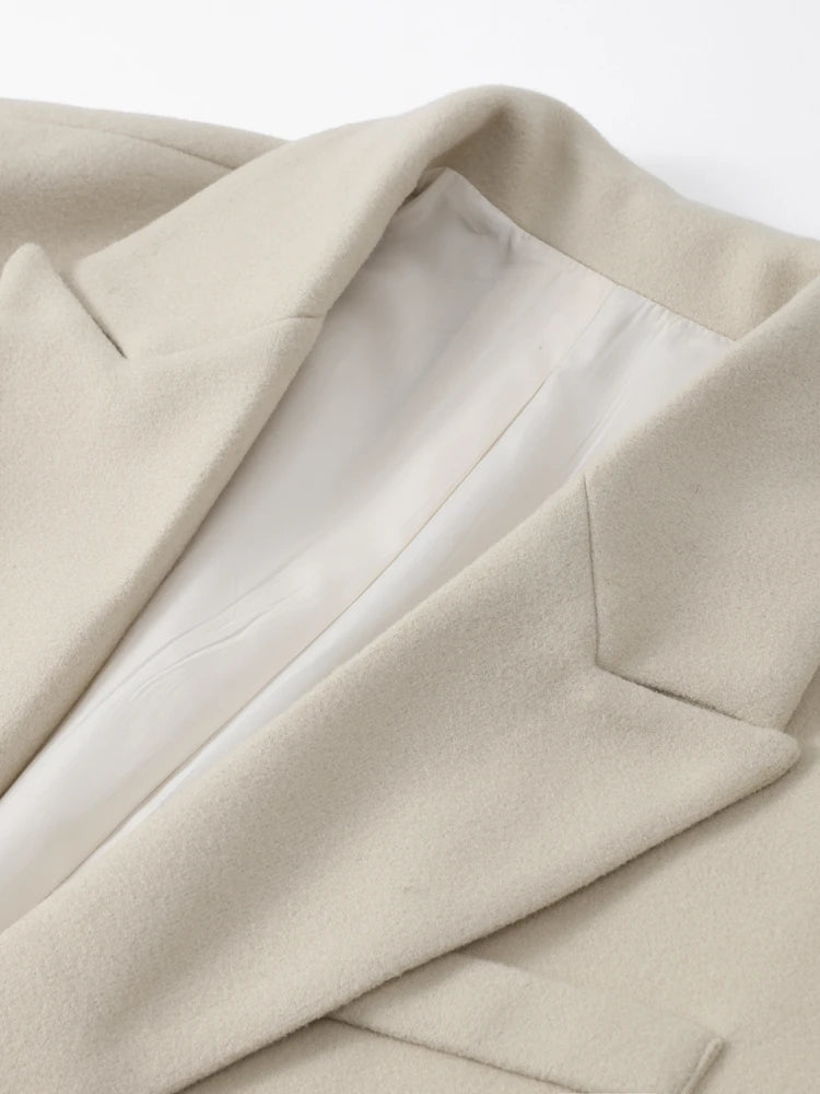 Manteau abricot à franges pour femme, élégant, manches longues, revers, mode hiver 2023, Streetwear, pardessus avec poche