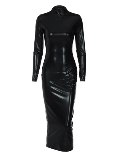 Dulzura-vestido Midi negro de manga larga para mujer, vestido largo Sexy ajustado, ropa de calle, trajes de Club para fiesta, Otoño e Invierno, venta al por mayor