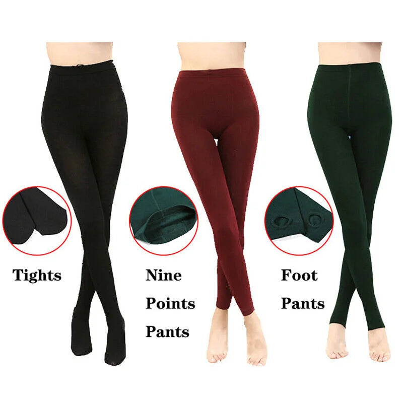 Leggings cálidos de invierno para mujer, mallas térmicas gruesas con forro polar, pantalones ajustados de pie completo, pantimedias Polar, Legging de lana de cintura alta de terciopelo