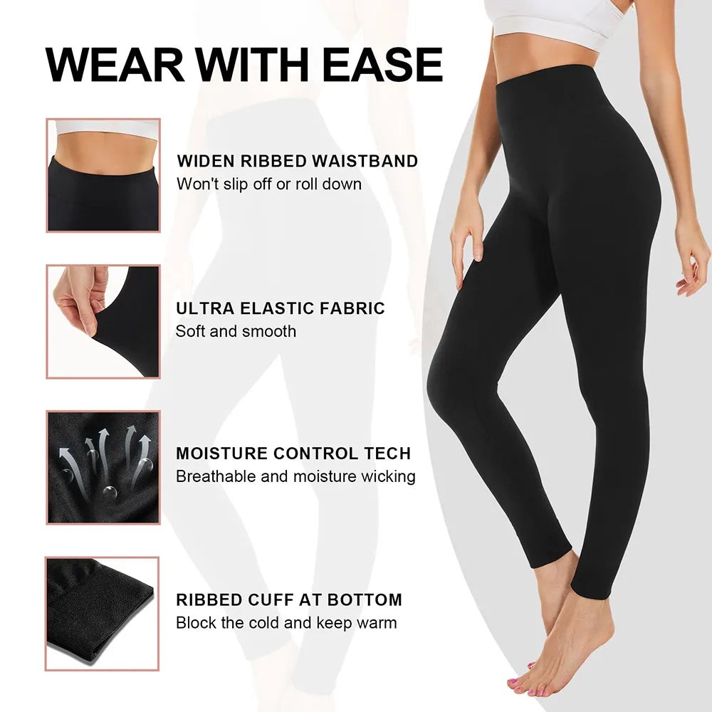 Ropa moldeadora de invierno para mujer, mallas térmicas de cintura alta, Control de barriga, moldeador de cuerpo, mallas femeninas, pantalones de esquí ajustados negros para Fitness