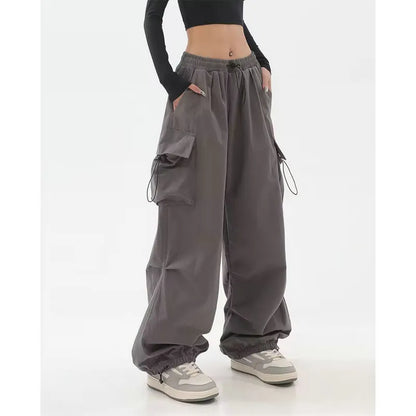 Pantalones Cargo para mujer, pantalones holgados, ropa de calle de otoño 2023, pantalones de gran tamaño, pantalones de chándal holgados informales con cintura elástica Vintage para mujer