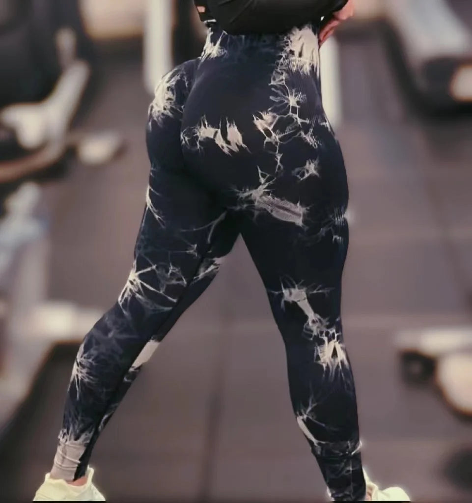 Mallas Tiedye para gimnasio para mujer, pantalones de Yoga sin costuras, mallas deportivas para Fitness, mallas de entrenamiento de cintura alta, envío directo