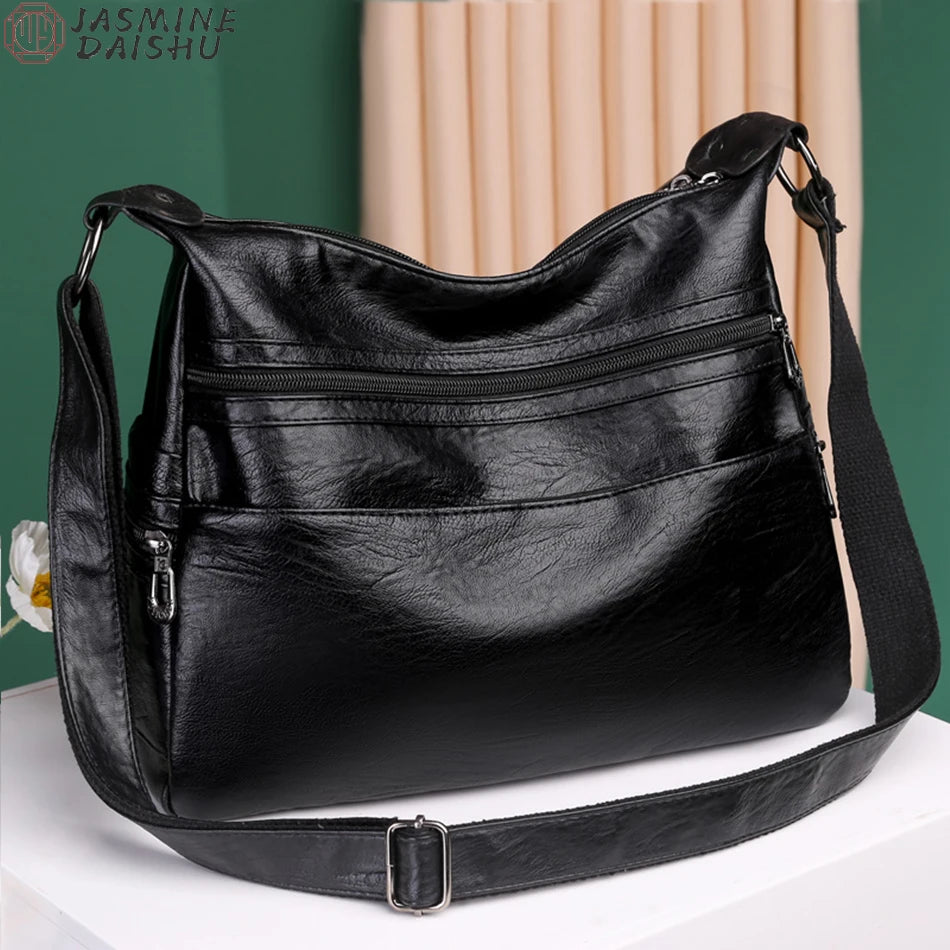 3 Layers Zippers Shoulder Handbag High Quality Big Shoulder Crossbody Bags Luxury Designer Messenger Sac Small Casual Tote Bags