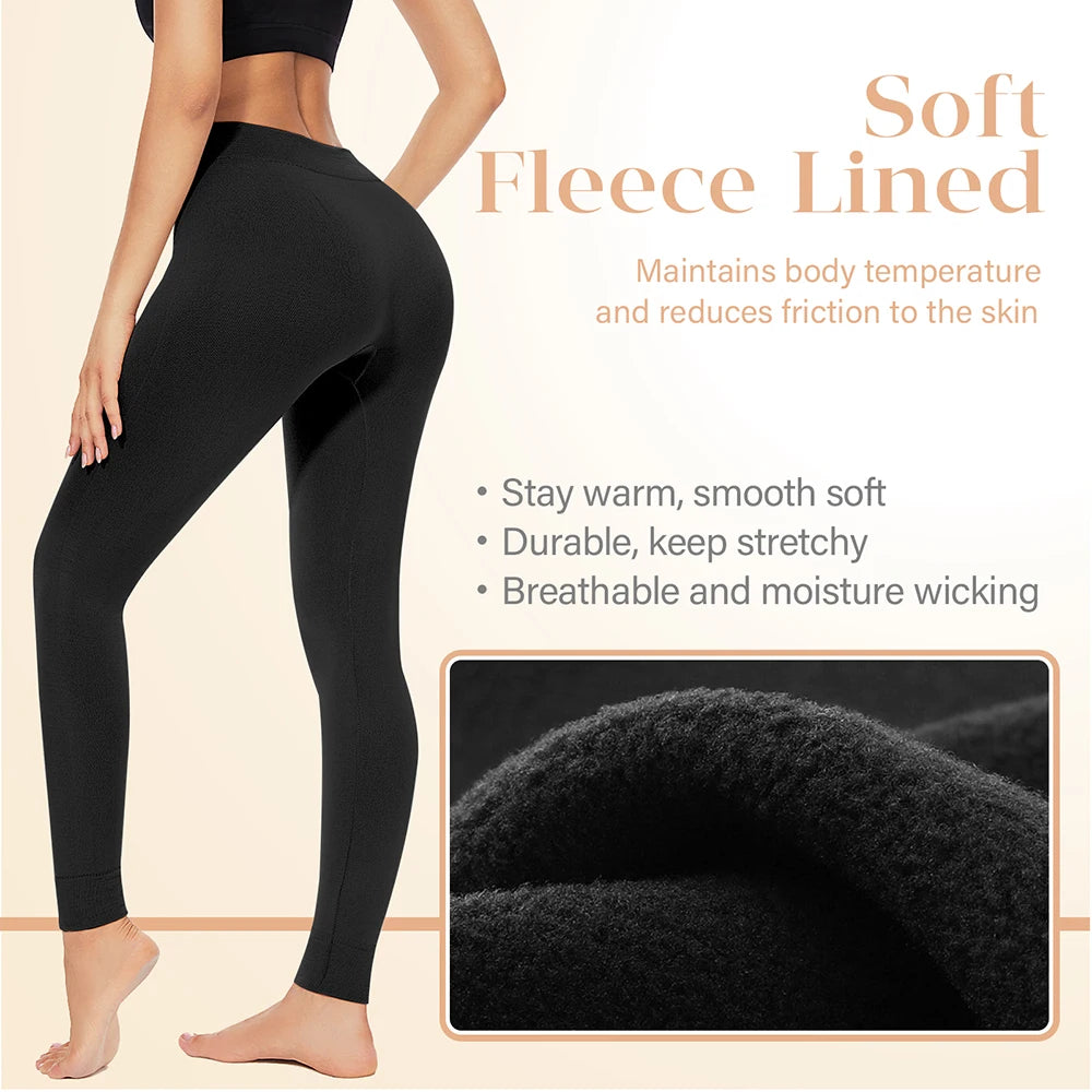 Ropa moldeadora de invierno para mujer, mallas térmicas de cintura alta, Control de barriga, moldeador de cuerpo, mallas femeninas, pantalones de esquí ajustados negros para Fitness