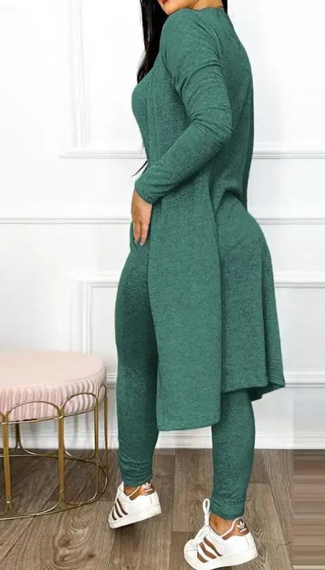 Ensemble deux pièces pour femmes, tenue avec cordon de serrage, poche, col en U, sans manches, combinaison slim et manteau à manches longues, mode printemps 2023