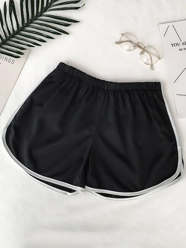 2023 Simple Women Casual Shorts Patchwork Body Fitness Workout Summer Shorts Female Elastic Skinny Slim Beach Egde Short Hot