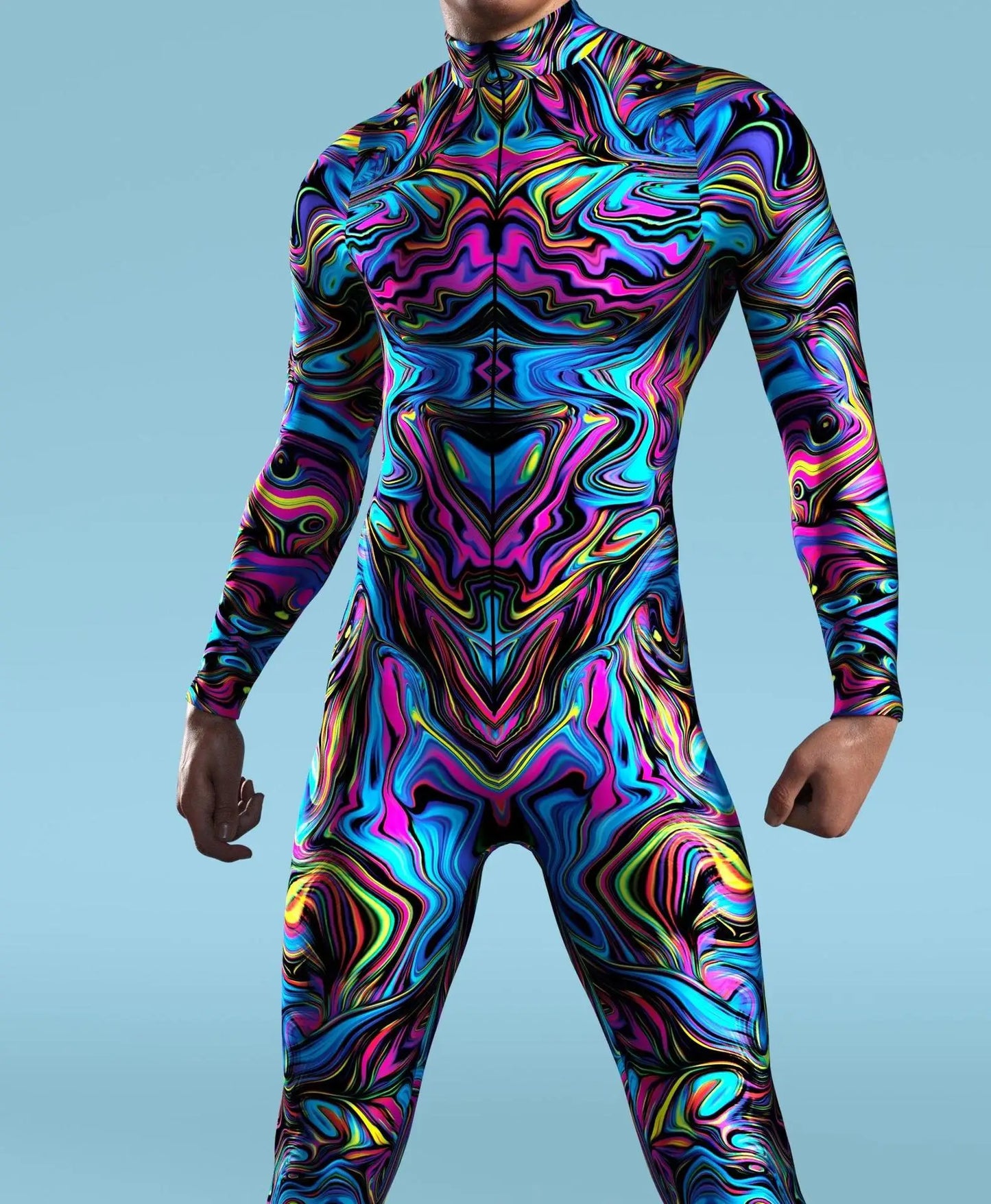 Costume de Cosplay multicolore imprimé en 3D pour hommes et femmes, body Zentai avec fermeture éclair sur le devant, combinaisons de fête d'halloween, tenue de carnaval et de vacances