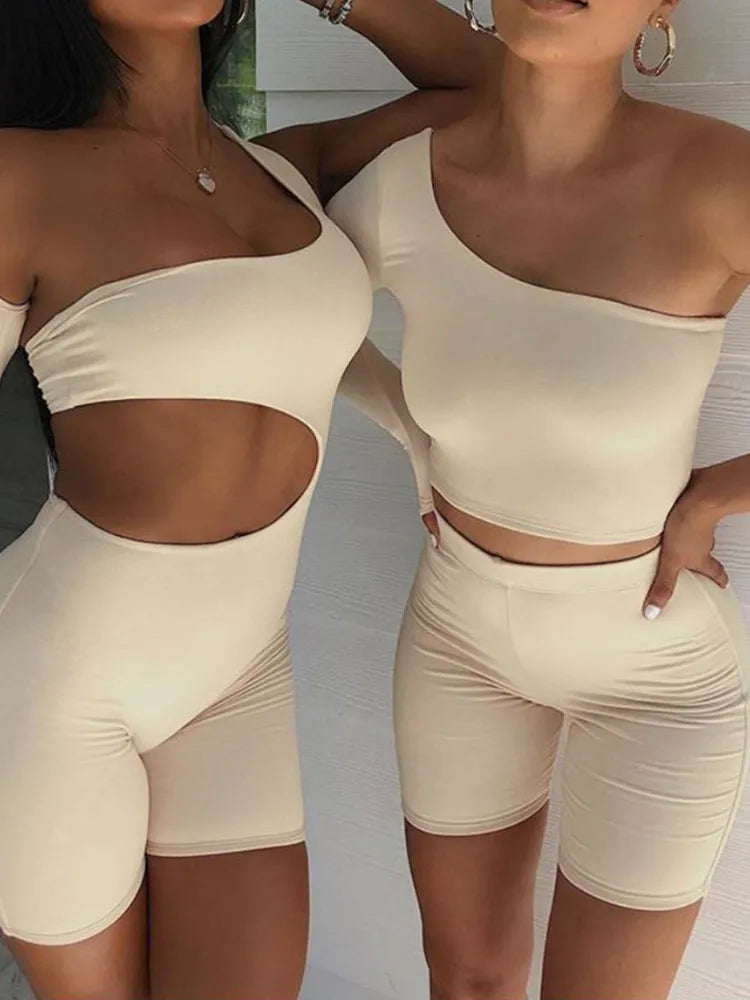 Kliou Asymmetrical Solid Women Rompers Basic Long Sleeve Casual Sportswear Streetwear Female Elastic High Waist Jumpsuits