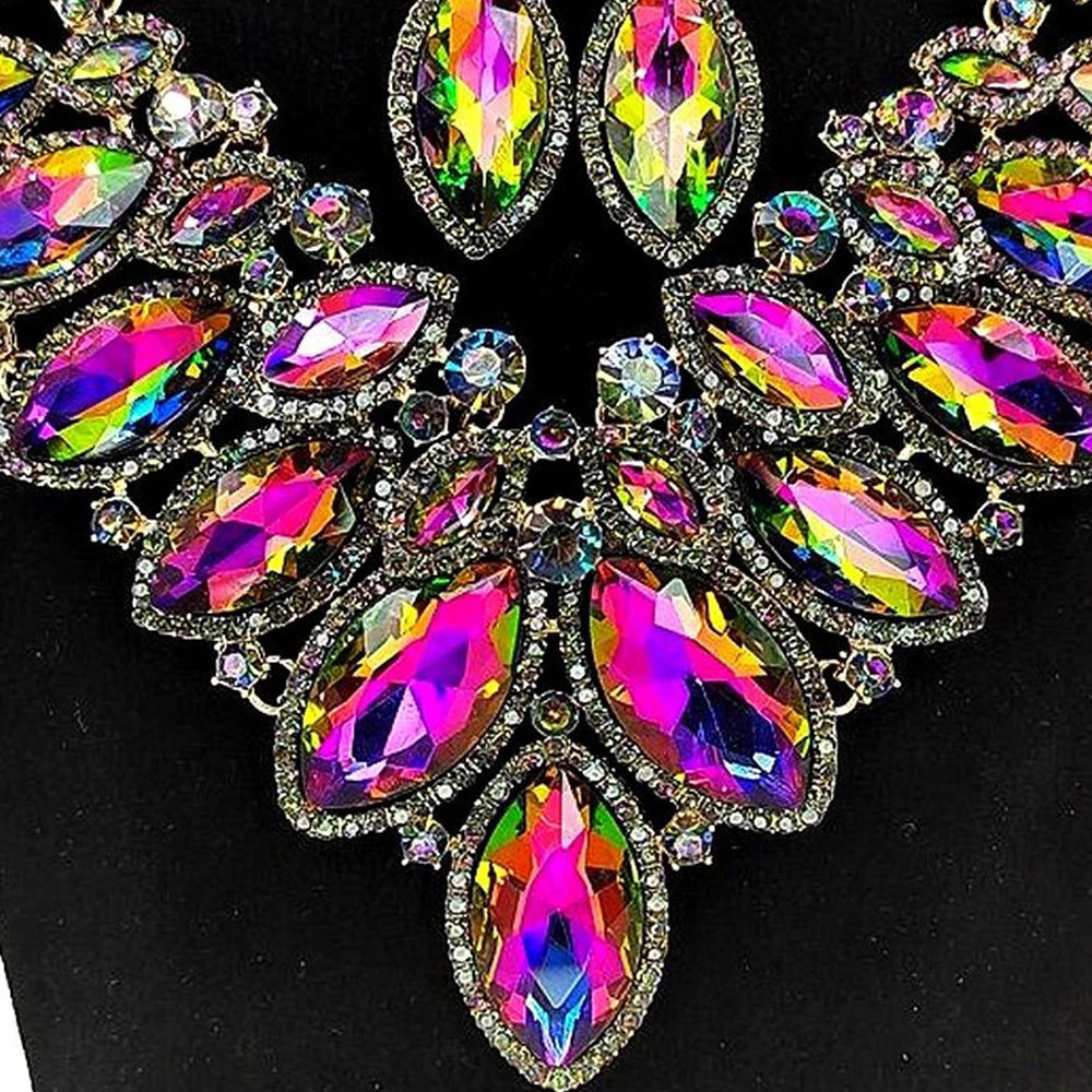 Stonefans – ensemble collier et boucles d'oreilles en strass pour femmes, accessoires de fête, cristal exagéré, grands ensembles de bijoux de luxe, nouvelle collection