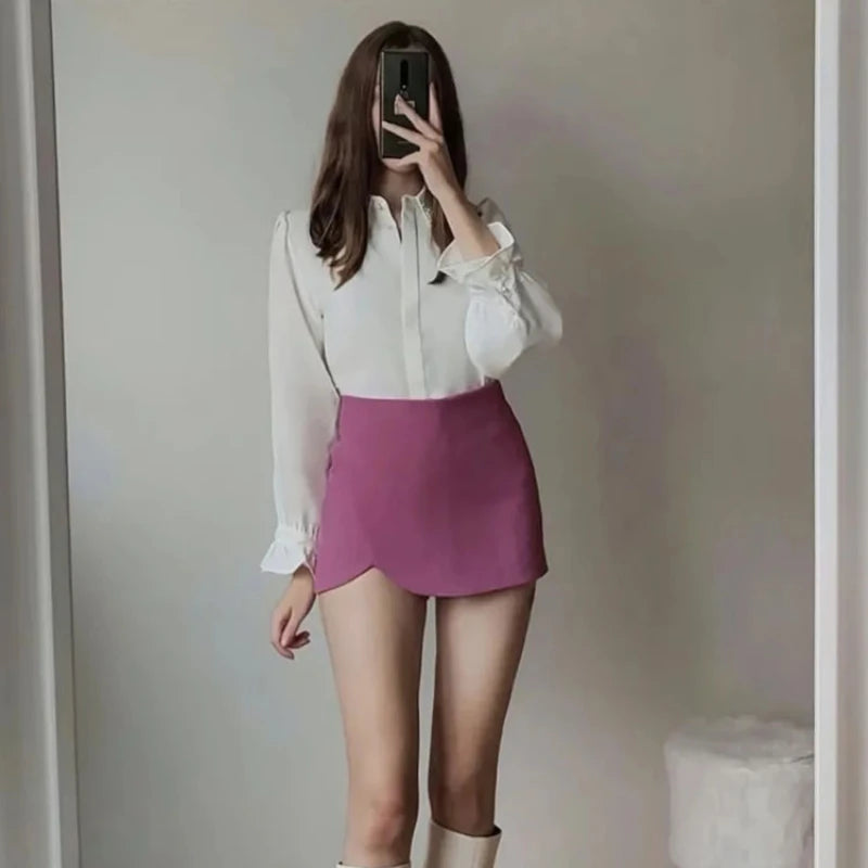 TRAF Woman Mini Skirt Shorts High waist Shorts Black Pink Sex Women's Summer Shorts Autumn Fashion Wrap Shorts Skirt