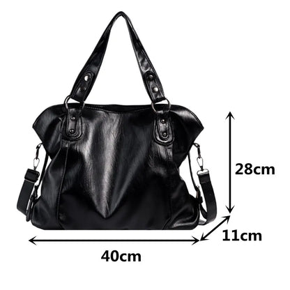 Bolsos de hombro negros grandes para mujer, bolso de compras Hobo grande, bolso cruzado de cuero suave de calidad de Color sólido, bolso de mano de viaje para mujer