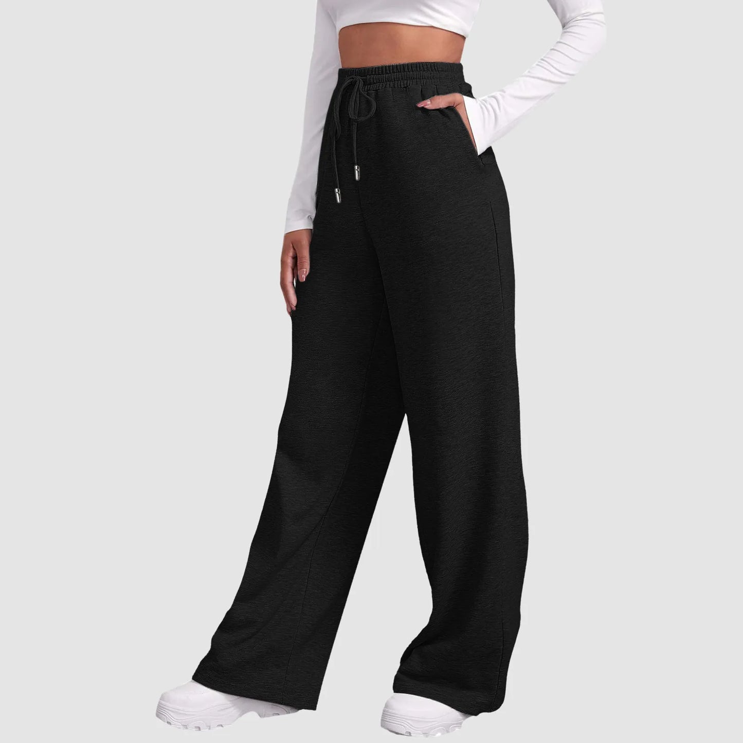 Pantalones De Pierna Ancha Para Mujer Pantalones De Chándal Forrados De Lana Pantalones Rectos Parte Inferior Matemáticas Llanura Fitness Joggers Pantalones Básicos De Viaje