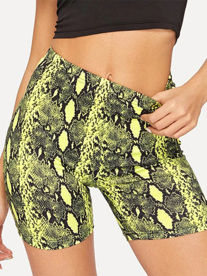 Pantalones Cortos sexis de verano para Mujer, nuevos Pantalones Cortos con estampado de serpiente de cintura alta, Pantalones Cortos de cintura elástica, Pantalones Cortos para Mujer