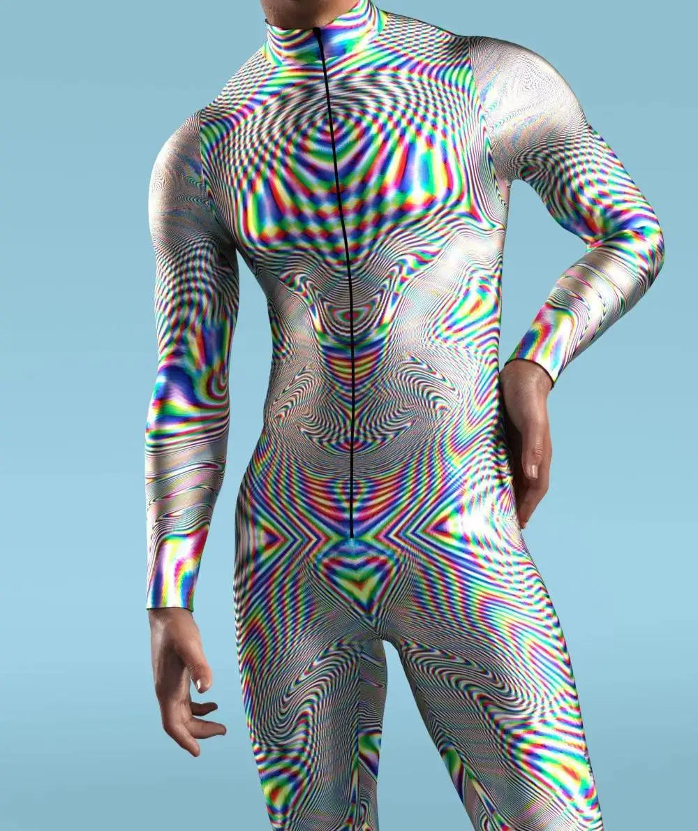 Costume de Cosplay multicolore imprimé en 3D pour hommes et femmes, body Zentai avec fermeture éclair sur le devant, combinaisons de fête d'halloween, tenue de carnaval et de vacances