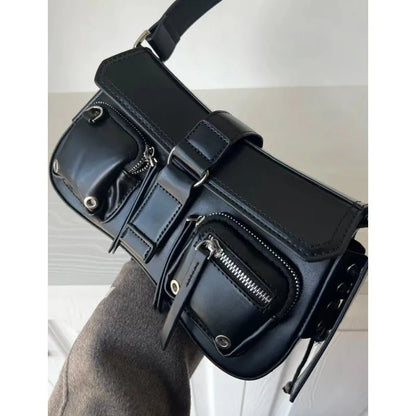 HAEX Punk Sac Femme 2023 tendance Vintage PU aisselles épaule Bolso Mujer Harajuku Moto Style individualité Sac A Main Femme