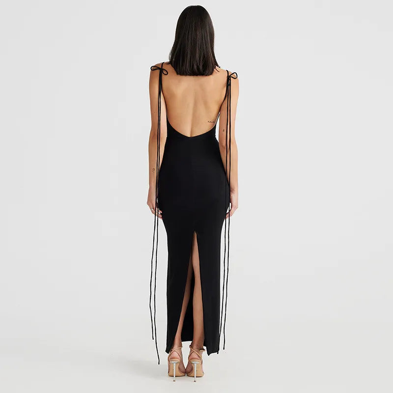 Hugcitar – robe de bal Maxi, couleur Pure, sans manches, réglable, fente à lacets, Sexy, Slim, tenue élégante, fête de vacances, printemps 2024