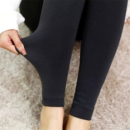 Femmes dames hiver Leggings chauds doublé polaire épais thermique complet pied serré pantalon polaire collants velours taille haute laine Legging