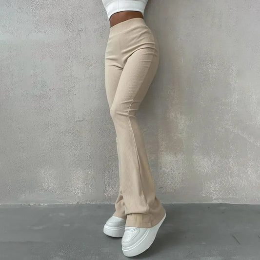 BUILDINGB Autumn Solid High Waist Hip-Wrapping Elasticated Embossing Trousers Casual Daily Versatile Women Pants