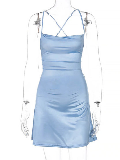 Dulzura-minivestido con cordones de satén y tirantes para mujer, vestido corto Sexy ajustado con espalda descubierta, ropa elegante para fiesta, traje de noche de cumpleaños