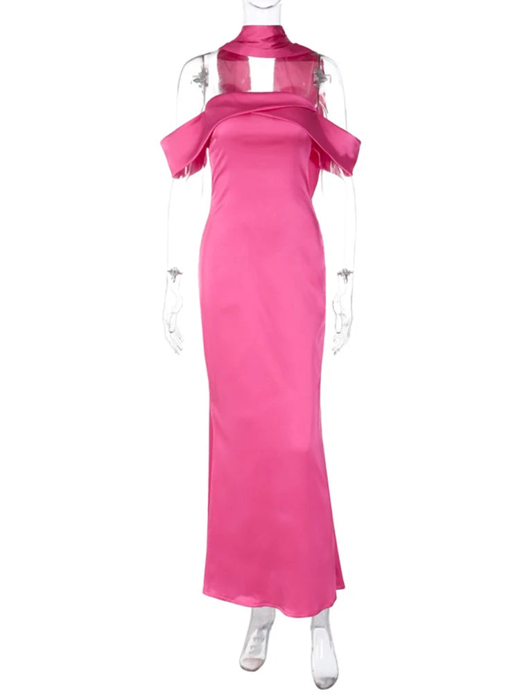 Dulzura – robe longue en Satin pour femmes, épaules dénudées, moulante, Sexy, élégante, vêtements de soirée d'anniversaire, été, Maxi, vente en gros