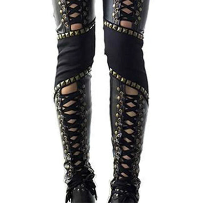 Pantalon femme Punk Rock pantalon crayon en simili cuir