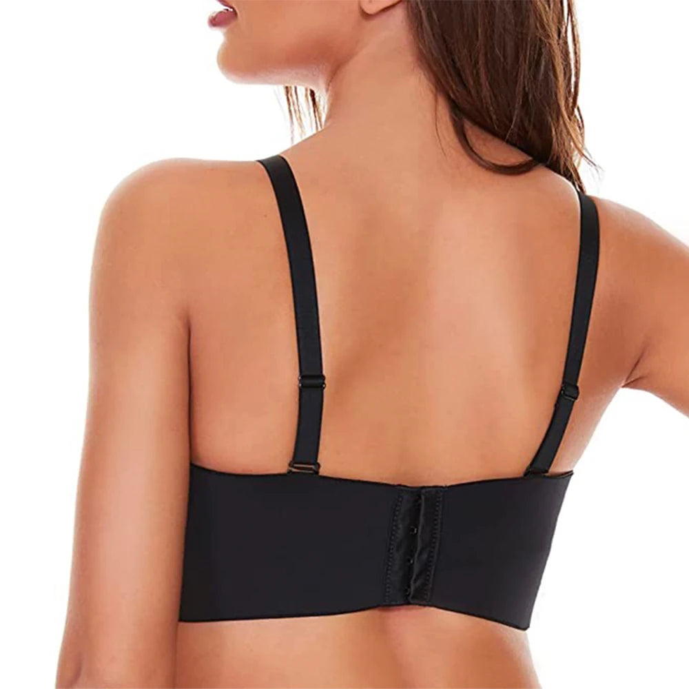 Sujetador bandeau Convertible antideslizante de soporte completo sin tirantes Push up talla grande sujetador sin costuras con aros Convertible suavizante sin relleno