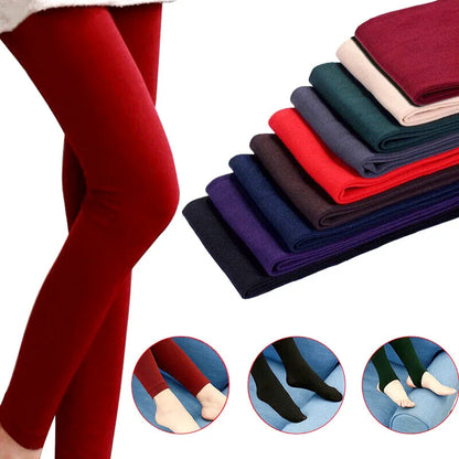 Leggings cálidos de invierno para mujer, mallas térmicas gruesas con forro polar, pantalones ajustados de pie completo, pantimedias Polar, Legging de lana de cintura alta de terciopelo